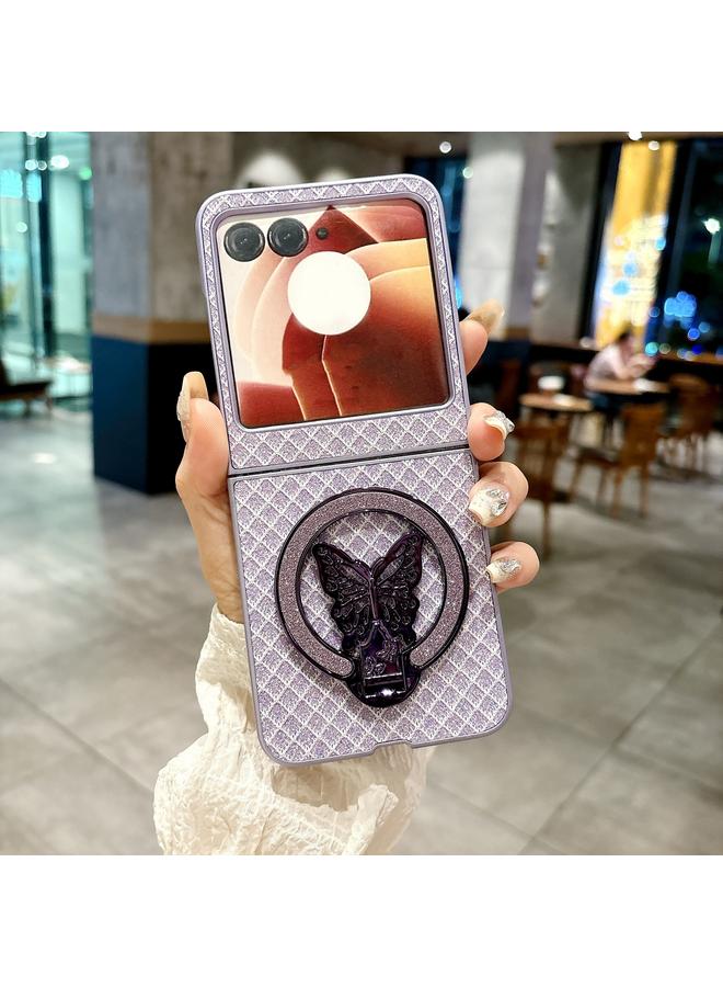 S-TOP Case For Motorola Razr 50 Ultra Sparkling Diamond Rhombus PC Phone Case with Holder - Image 2