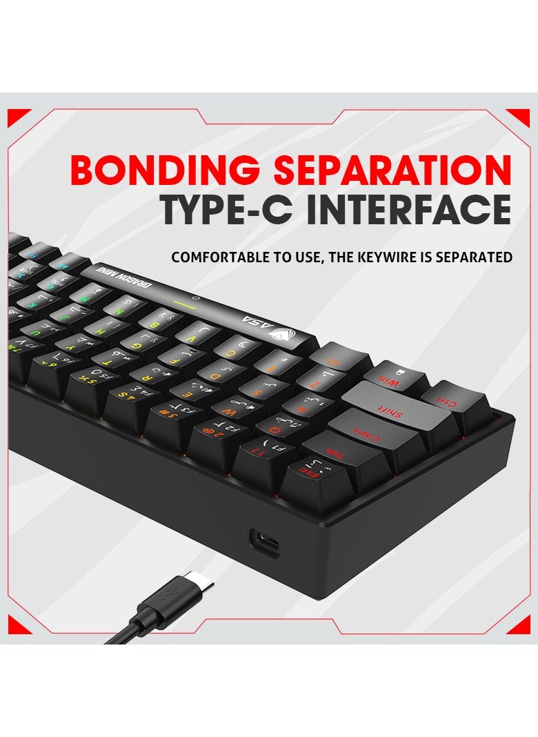 ASA - DRAGON MINI RGB Mechanical Gaming Keyboard For (PC) With 68 Keys - Wired - Image 1