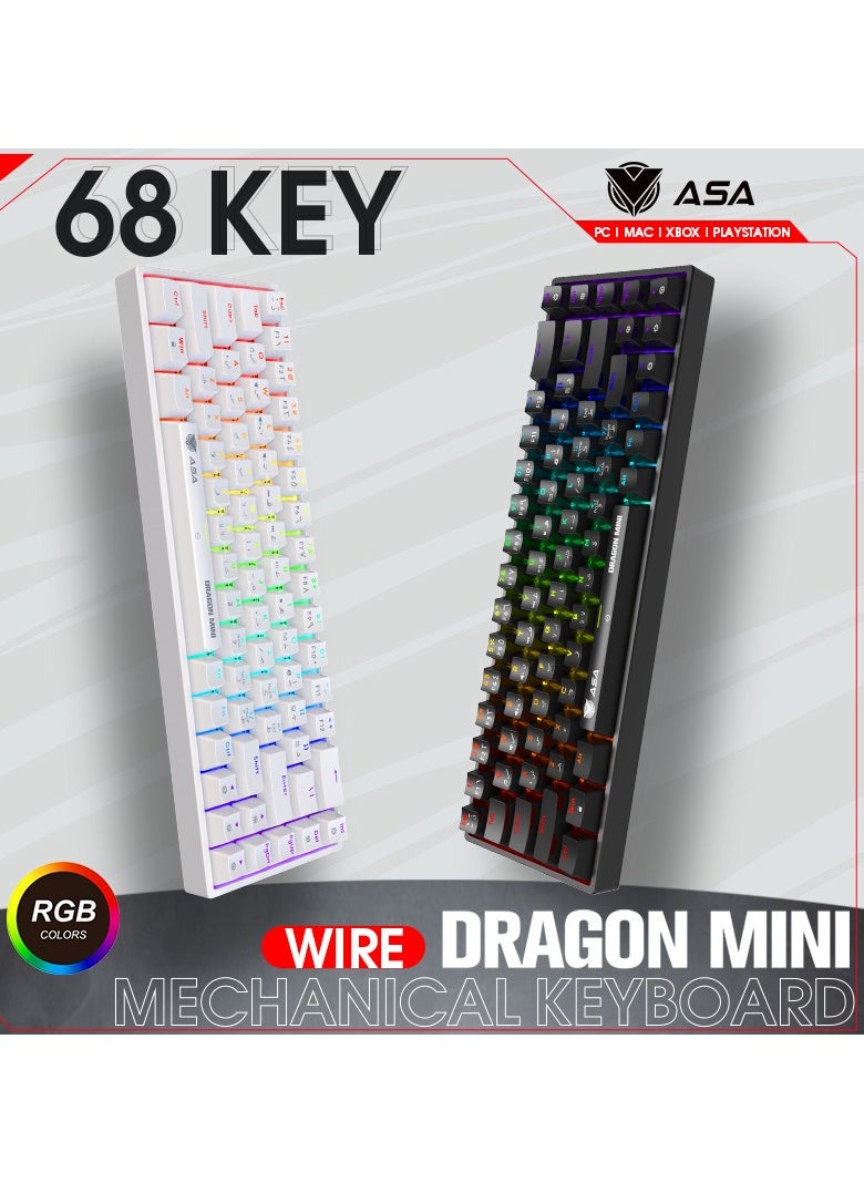 ASA - DRAGON MINI RGB Mechanical Gaming Keyboard For (PC) With 68 Keys - Wired - Image 1