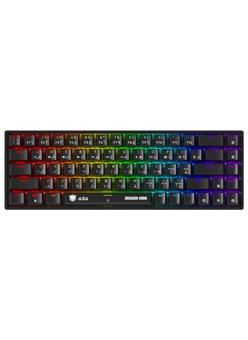 ASA - DRAGON MINI RGB Mechanical Gaming Keyboard For (PC) With 68 Keys - Wired - Image 1
