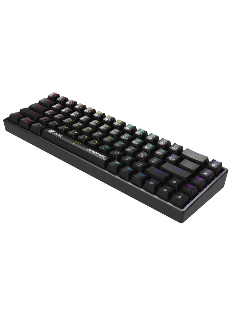 ASA - DRAGON MINI RGB Mechanical Gaming Keyboard For (PC) With 68 Keys - Wired - Image 1