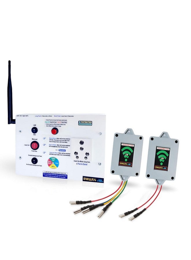 Swarn Jal (Model : WL-A-SM-DRP) Wireless Fully Automatic Water Level Controller with Dry Run Protection with Level Indicator, (Patented Technology) Fully Automatic Mode, Auto Off/Cut & Manual Mode - Image 1