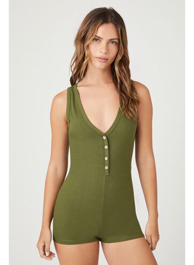 FOREVER 21 Sleeveless Ribbed Knit Lounge Romper - Image 1