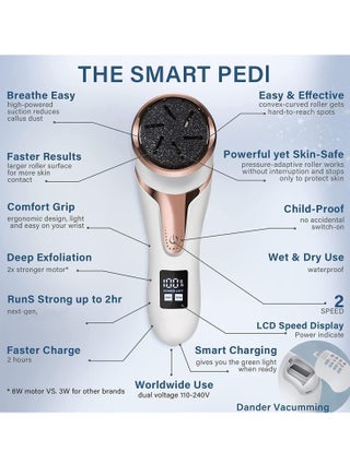 Electric Feet Callus Remover with Lint Vacuum, Rechargeable Callus Remover Pedicure Tools, Professional Foot Care Kit with 3 Heads and 2 Speeds, LCD Display - view 2