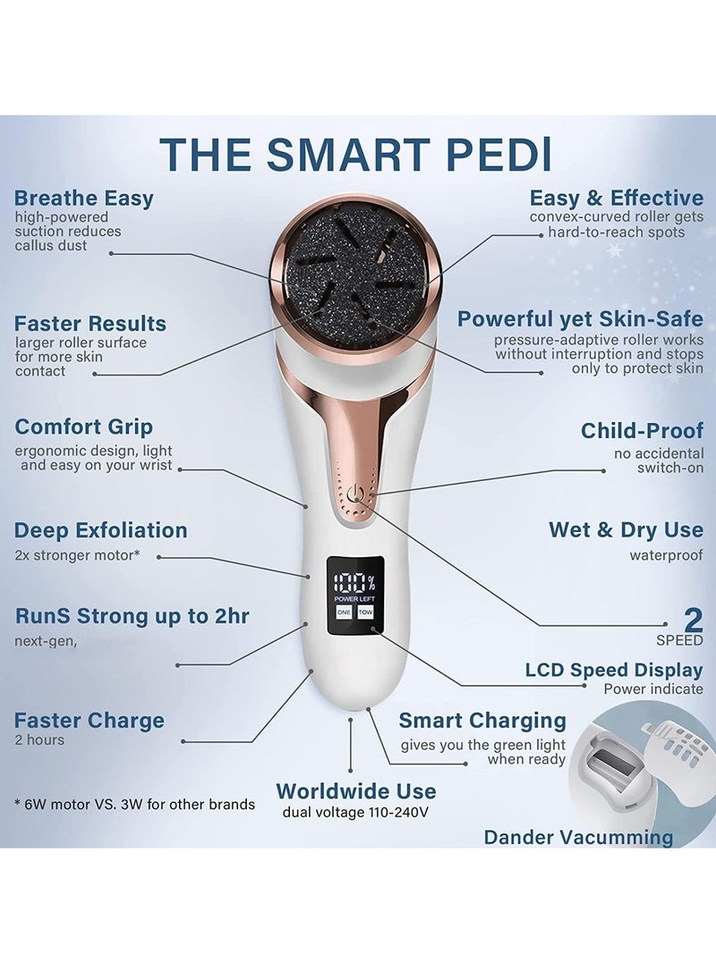 General Electric Feet Callus Remover with Lint Vacuum, Rechargeable Callus Remover Pedicure Tools, Professional Foot Care Kit with 3 Heads and 2 Speeds, LCD Display  - Image 2