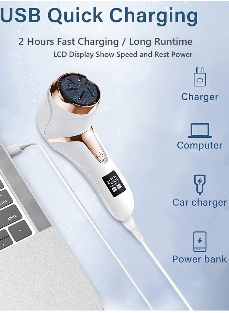 General Electric Feet Callus Remover with Lint Vacuum, Rechargeable Callus Remover Pedicure Tools, Professional Foot Care Kit with 3 Heads and 2 Speeds, LCD Display  - Image 5