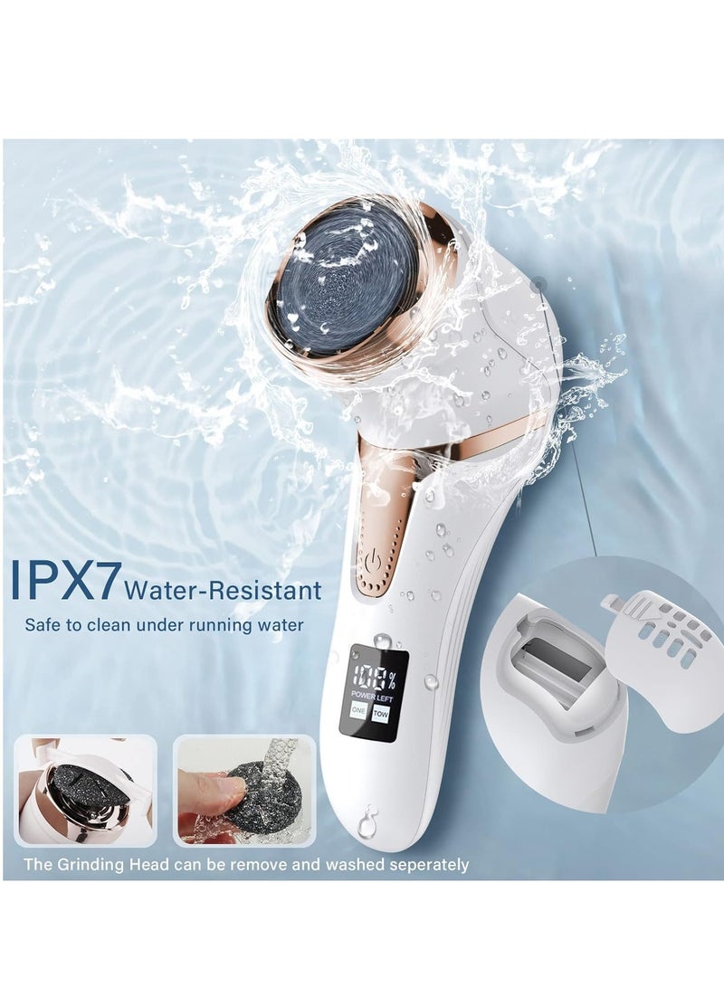 Electric Feet Callus Remover with Lint Vacuum, Rechargeable Callus Remover Pedicure Tools, Professional Foot Care Kit with 3 Heads and 2 Speeds, LCD Display
