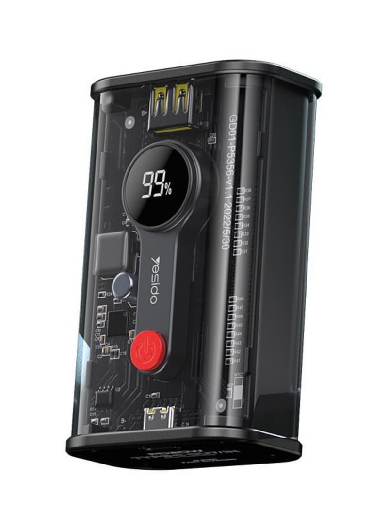 YESIDO: Power Bank 10000mAh Black YP35 - Image 2