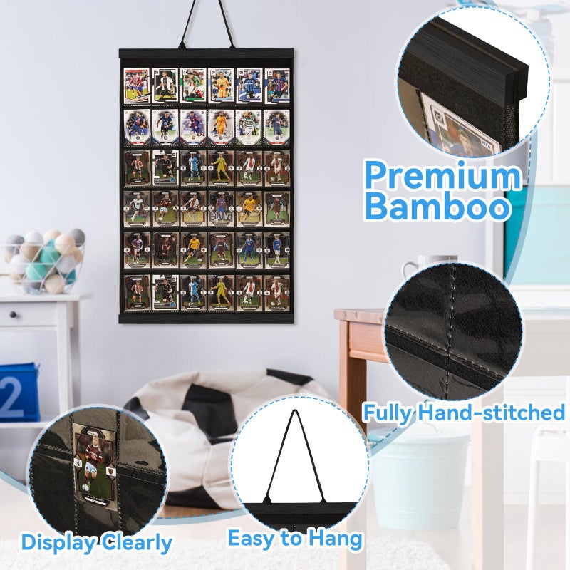 Famaster 36 Cards Display Case - 35PT Graded Sports Card Frame - with PVC Protection & Clear View for Baseball Football Basketball Trading Card Wall Display, Black - Image 5