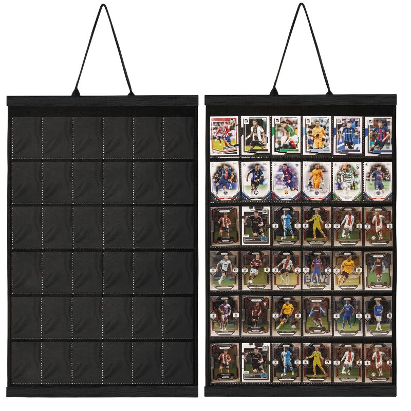 Famaster 36 Cards Display Case - 35PT Graded Sports Card Frame - with PVC Protection & Clear View for Baseball Football Basketball Trading Card Wall Display, Black - Image 1
