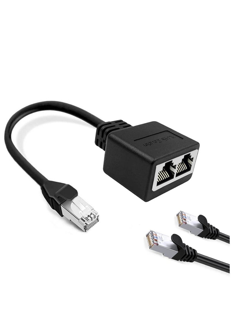 KASTWAVE - Ethernet Splitter, RJ45 LAN Ethernet Socket Connector Adapter, Tuliyet 1 Male to 2 Female Network Adapter for Super Cat5 and Cat5e and Cat6 LAN Ethernet Cable Splitter , Black - Image 1