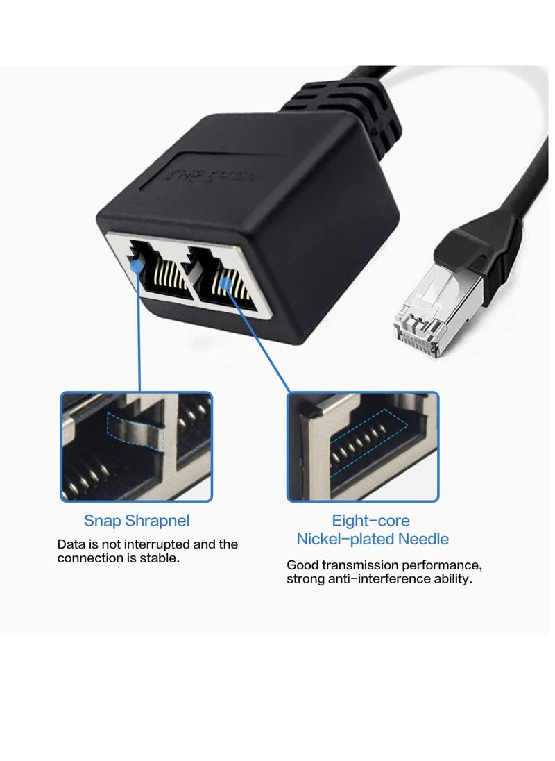 KASTWAVE - Ethernet Splitter, RJ45 LAN Ethernet Socket Connector Adapter, Tuliyet 1 Male to 2 Female Network Adapter for Super Cat5 and Cat5e and Cat6 LAN Ethernet Cable Splitter , Black - Image 1