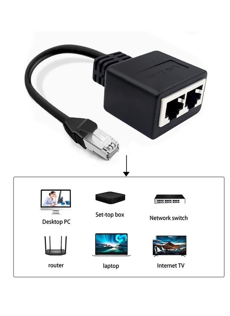 KASTWAVE - Ethernet Splitter, RJ45 LAN Ethernet Socket Connector Adapter, Tuliyet 1 Male to 2 Female Network Adapter for Super Cat5 and Cat5e and Cat6 LAN Ethernet Cable Splitter , Black - Image 1