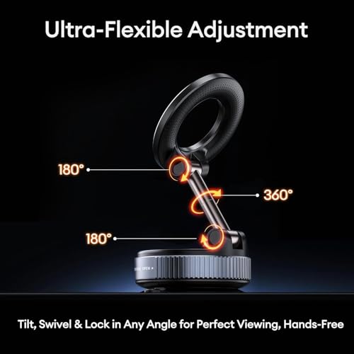 GadgetBite 360 Magnetic Car Mobile Holder for Dashboard Vacuum Suction Phone Holder Mount Hand Free Magnetic Cell Phone Stand with Strong Grip Shockproof Suction Cup for Car Gym Office Table - Black - Image 4