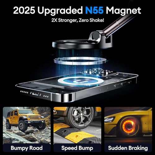 GadgetBite 360 Magnetic Car Mobile Holder for Dashboard Vacuum Suction Phone Holder Mount Hand Free Magnetic Cell Phone Stand with Strong Grip Shockproof Suction Cup for Car Gym Office Table - Black - Image 3