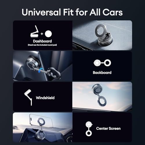 GadgetBite 360 Magnetic Car Mobile Holder for Dashboard Vacuum Suction Phone Holder Mount Hand Free Magnetic Cell Phone Stand with Strong Grip Shockproof Suction Cup for Car Gym Office Table - Black - Image 5