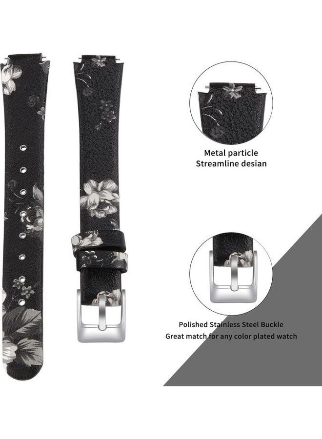 NIBEMINENT Cowhide Leather C Type Replacement Wrist Strap Watchband For Fitbit Inspire / HR Black - Image 3