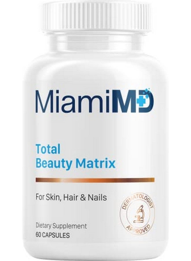 MiamiMD Total Beauty Matrix Collagen Supplements For Women Collagen Capsules With Vitamin C For Hair Skin And Nails Cruelty Free 60 Capsules - Image 1