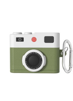 O Ozone Protective Case for Airpods 4 Case Cover with Keychain, Retro 3D Camera Protective Silicone Skin Headphone Case Cover- Green  - Image 1