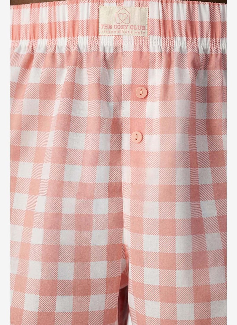 Penti Women Cozy Club Gingham Pink Shorts - Image 3