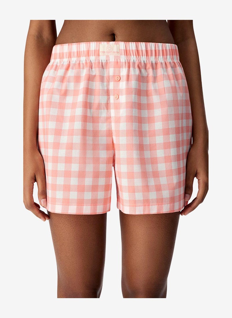 Penti Women Cozy Club Gingham Pink Shorts - Image 1
