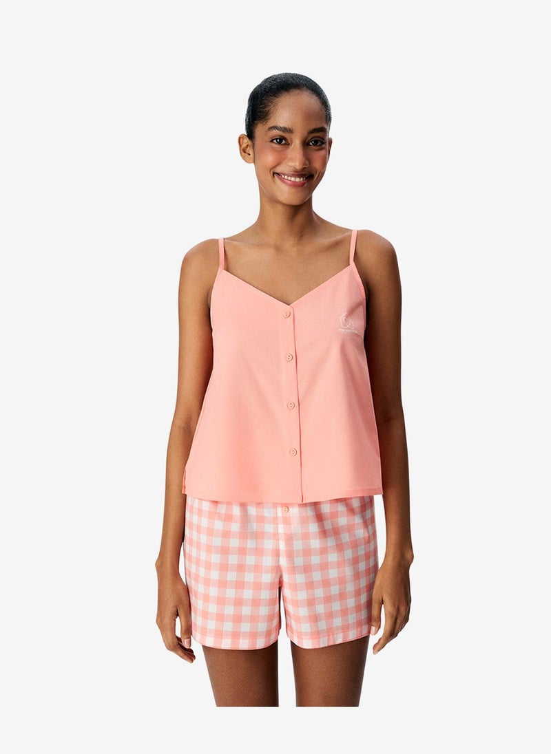 Penti Women Cozy Club Gingham Pink Shorts - Image 5