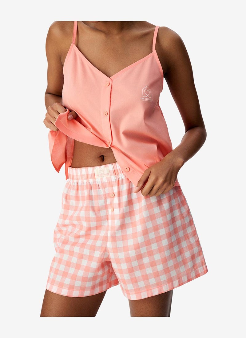 Penti Women Cozy Club Gingham Pink Shorts - Image 4