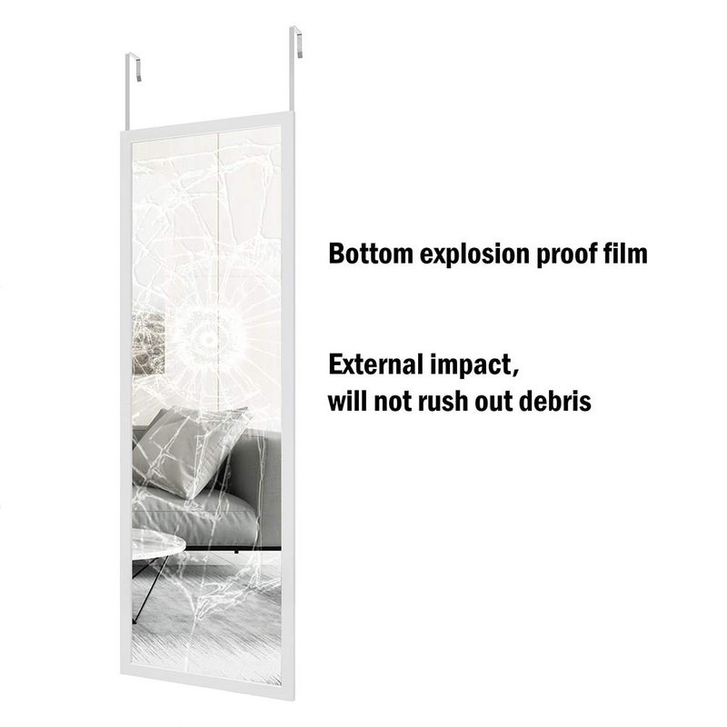 whitebeach 48" x 16" Over The Door Full Length Mirror Wall Mounted Hanging with 2 Metal Hangers for Bedroom Living Room Bathroom White - Image 5