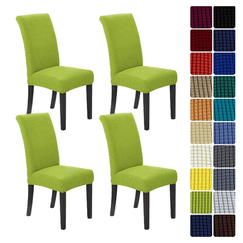 Howhic Chair Covers for Dining Room Set of 4 Stretchy Dining Chair Covers Textured Jacquard Kitchen Chair Slipcovers Classy Decor for Home and Banquet Apple Green 4 Pack - Image 2