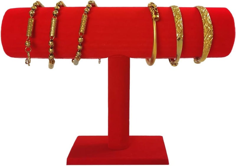 W.S Jewelry Organizer Stand for Women - T-Bar Bracelet, Watch & Hair Tie Storage Display Rack with Travel-Friendly Design (RED) - Image 5
