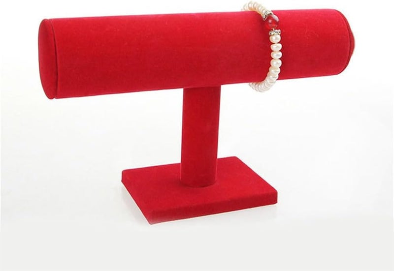 W.S Jewelry Organizer Stand for Women - T-Bar Bracelet, Watch & Hair Tie Storage Display Rack with Travel-Friendly Design (RED) - Image 2