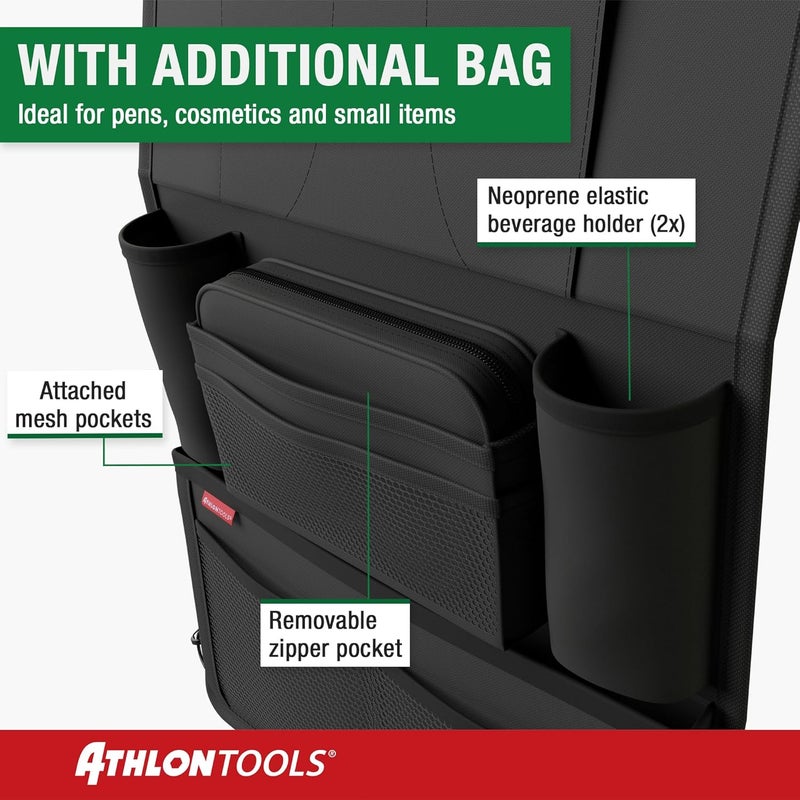 ATHLON TOOLS Car Seat Organizer with Integrated Tablet Holder - Black - Image 5