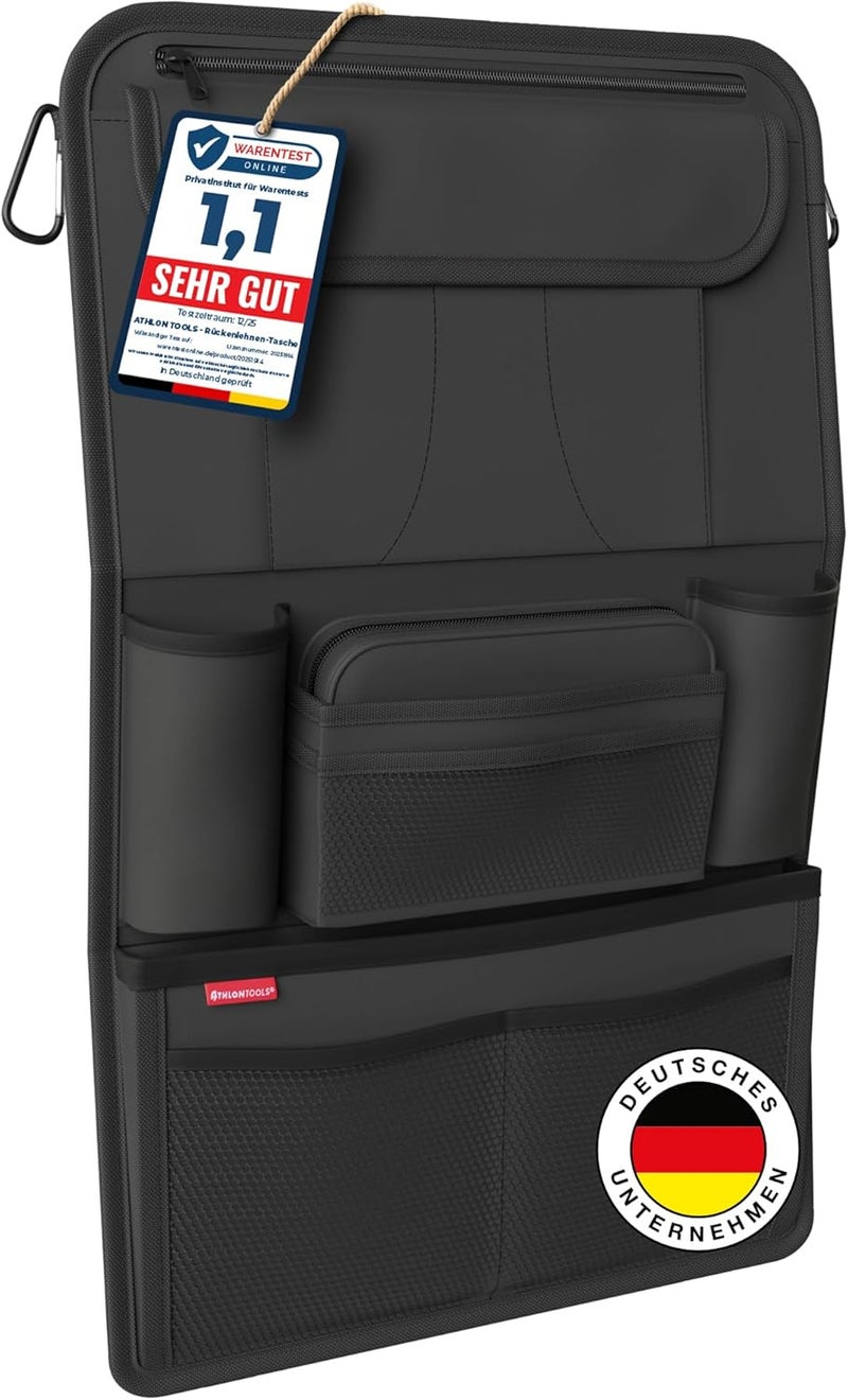 ATHLON TOOLS Car Seat Organizer with Integrated Tablet Holder - Black - Image 1