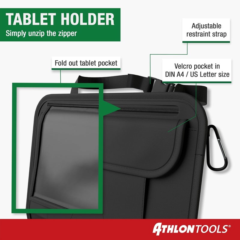 ATHLON TOOLS Car Seat Organizer with Integrated Tablet Holder - Black - Image 3