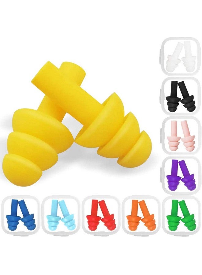 Aniann 10 Pairs Swimming Earplugs Silicone Noise Cancelling Ear Plugs Reusable Waterproof Earplugs With Case For Swimming And Sleeping 10 Assorted Colors - Image 1