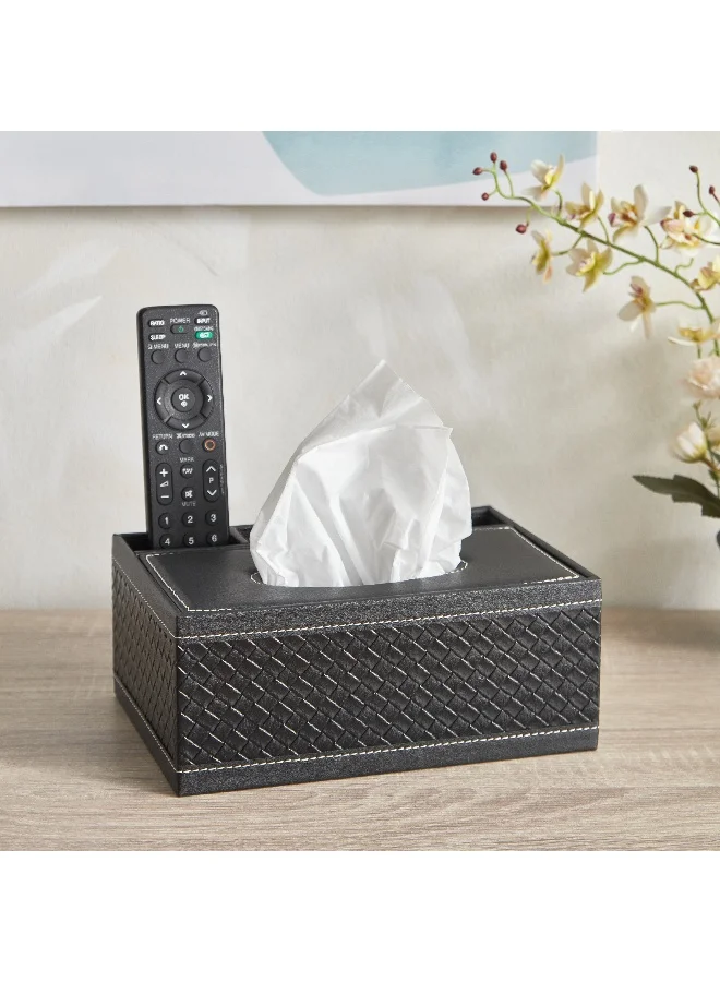 هوم بوكس Hbso Nordic Leather Tissue Box With Remote Holder - 24X17X10 Cm