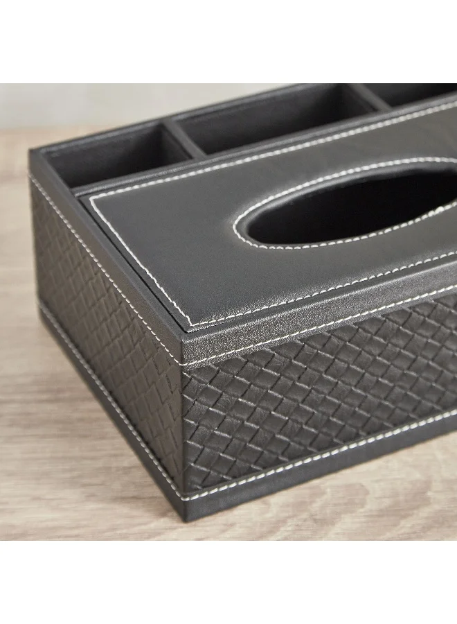 Home Box  Hbso Nordic Leather Tissue Box With Remote Holder - 24X17X10 Cm  | Best Price UAE