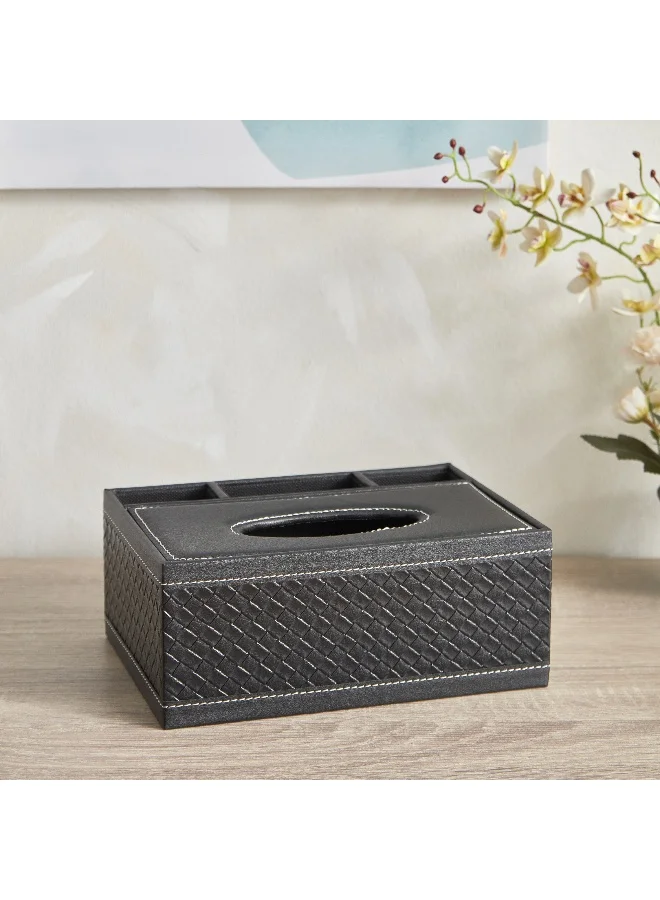 هوم بوكس Hbso Nordic Leather Tissue Box With Remote Holder - 24X17X10 Cm