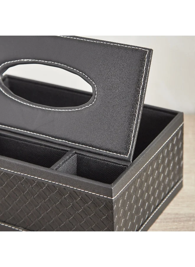 Home Box  Hbso Nordic Leather Tissue Box With Remote Holder - 24X17X10 Cm  | Best Price UAE