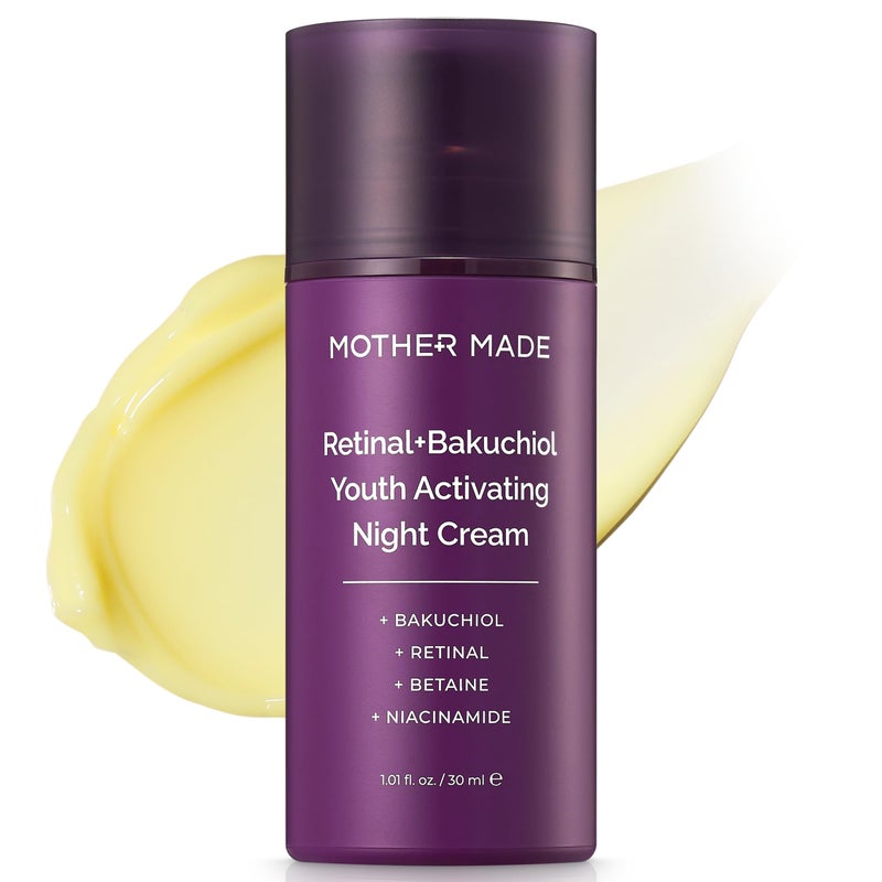 MOTHER MADE Retinol Bakuchiol Night Cream, 1 Fl Oz, Korean Retinal Face Cream to Firm Skin, Reduce Wrinkles, Fine Lines, Signs of Aging, Antiaging, Smoothing, Korean Skincare - Image 1