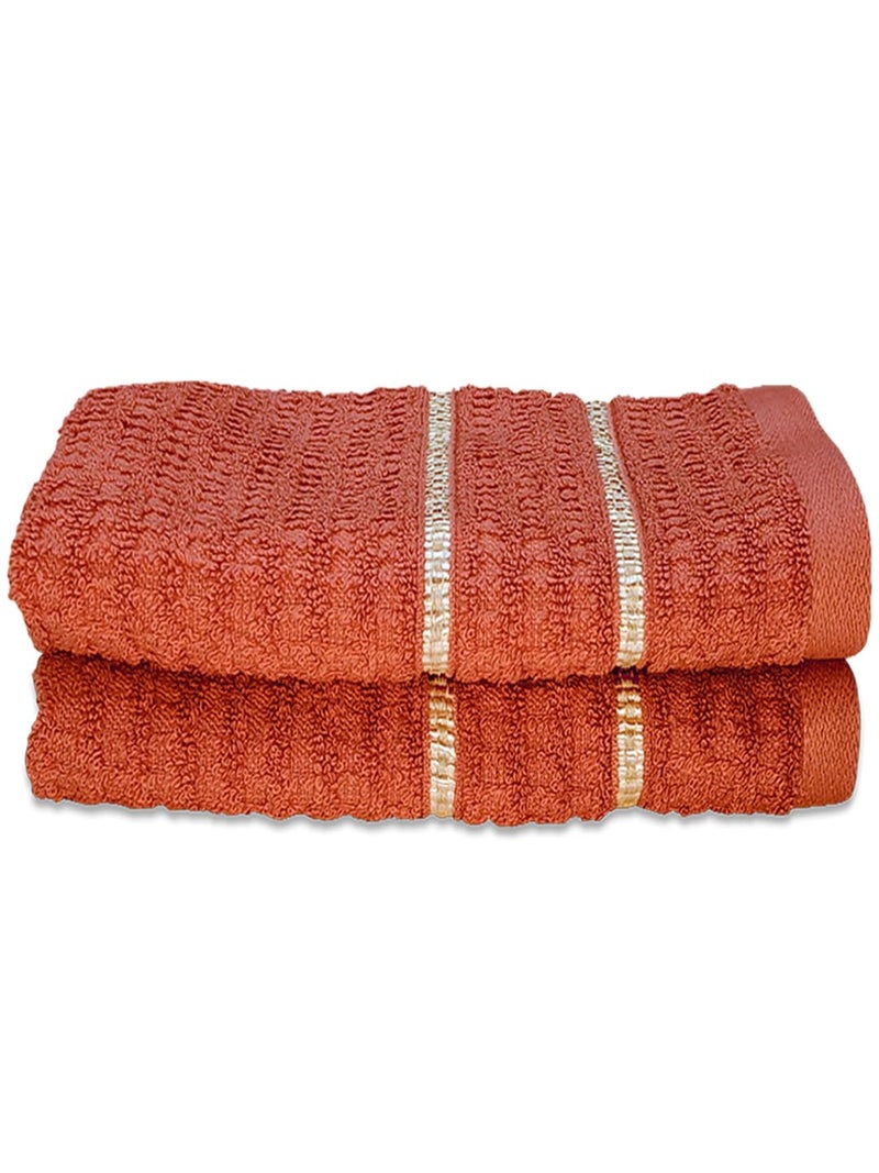 BIANCA Extra Plush Turkish Terry Towels -2pc Hand Towel Set (Mint-Tea) | 480 GSM l 100% Cotton Towel | Hand Towel, Gym Towel for Men Workout Solid-Rust - Image 2