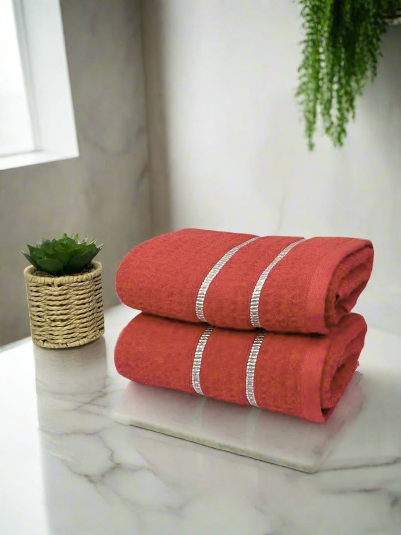 BIANCA Extra Plush Turkish Terry Towels -2pc Hand Towel Set (Mint-Tea) | 480 GSM l 100% Cotton Towel | Hand Towel, Gym Towel for Men Workout Solid-Rust - Image 1