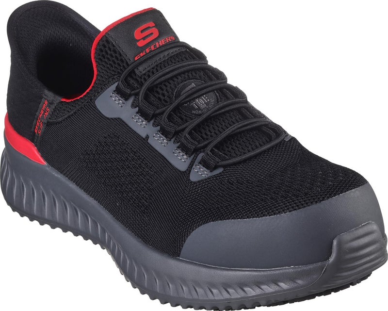 Skechers Men's, Hands Free Slip-ins: Tilido - Fletchit Comp Toe Work Shoe Black/Red - Image 3