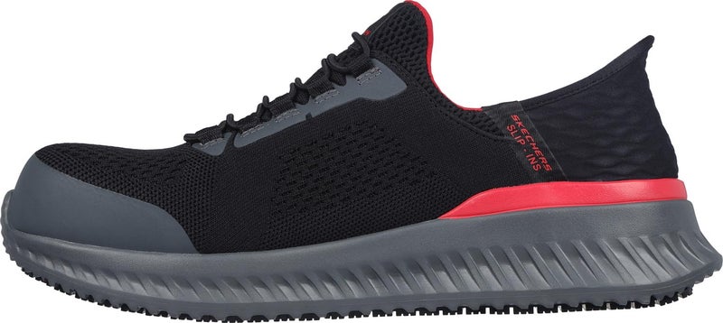 Skechers Men's, Hands Free Slip-ins: Tilido - Fletchit Comp Toe Work Shoe Black/Red - Image 5