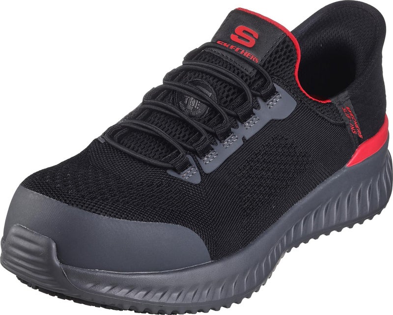 Skechers Men's, Hands Free Slip-ins: Tilido - Fletchit Comp Toe Work Shoe Black/Red - Image 1