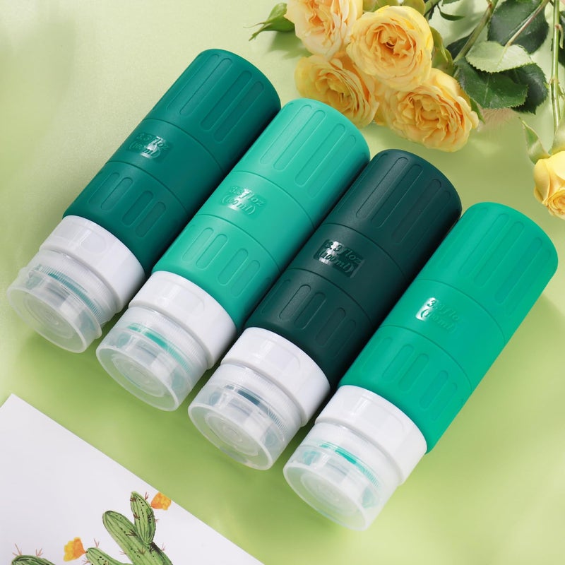 GLAMFIELDS Travel Bottles for Toiletries,TSA Approved 3.3oz Size LeakProof Silicone Toiletry Containers for Shampoo, Conditioner,Easy to Squeezeï¼ŒPortable Travel Essentials for Lotion(18 Pack) Green - Image 4