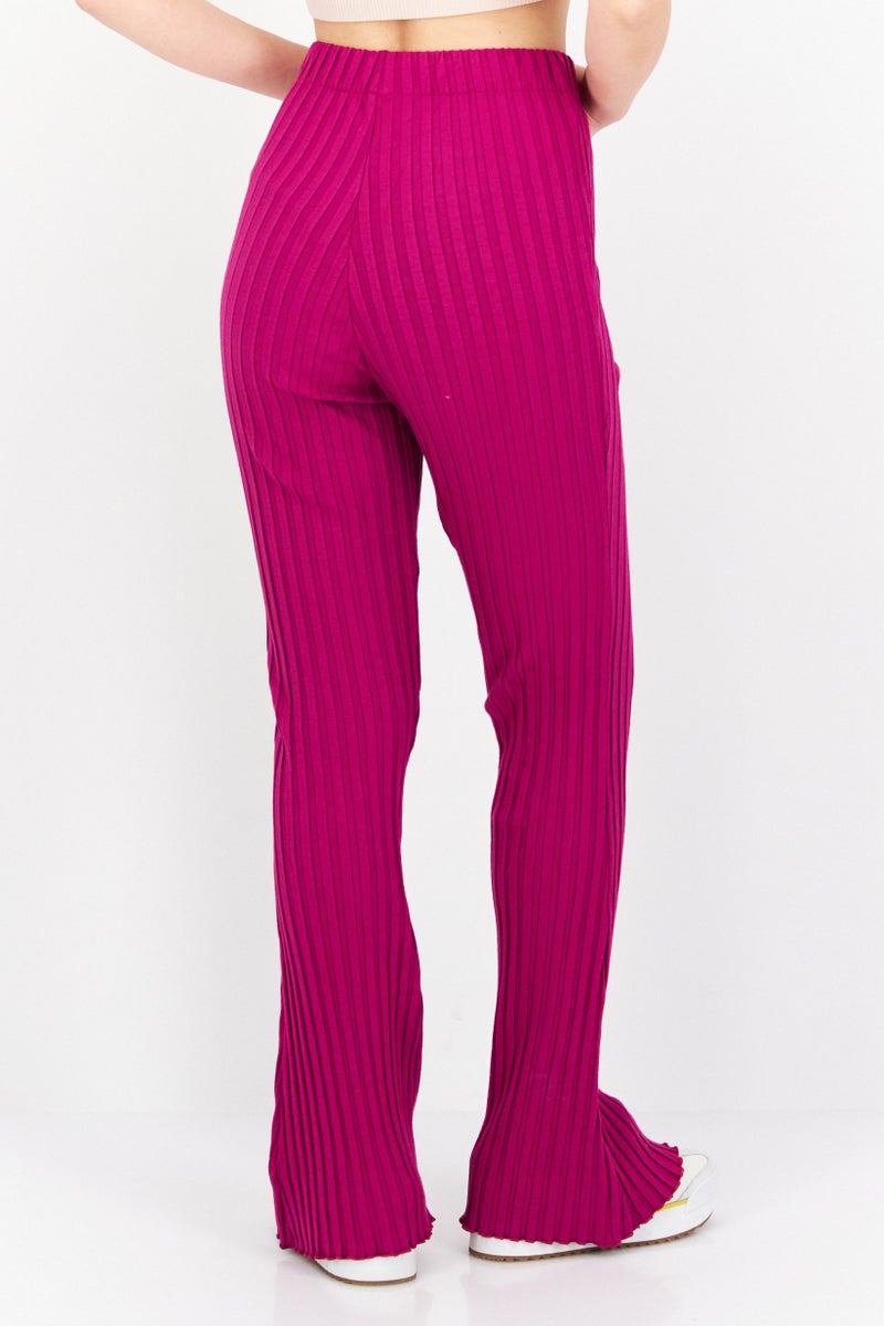 SIMON MILLER Women Ribbed Wide Leg Pants, Fushsia - Image 2
