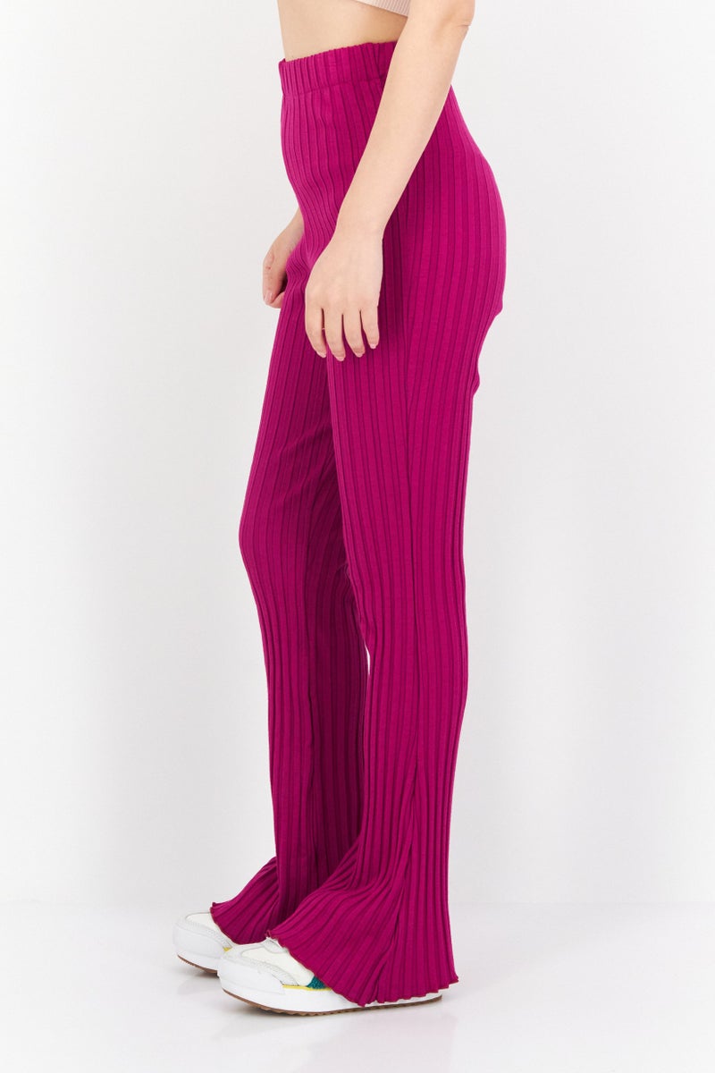SIMON MILLER Women Ribbed Wide Leg Pants, Fushsia - Image 3