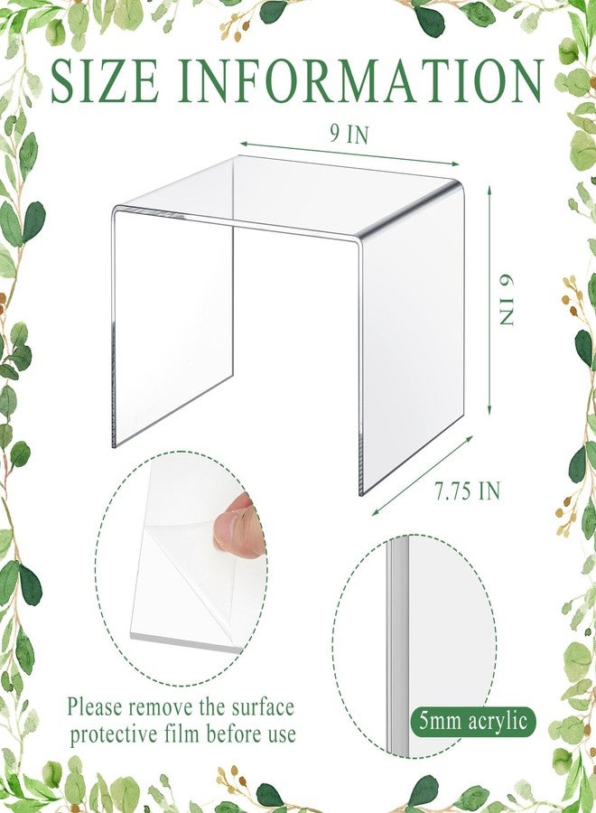 RattanView 2 Pcs 9 x 7.75 x 6 Inch Extra Large 5 mm Thickness Acrylic Risers Display Stands Clear Acrylic Shelf Riser Showcase for Collectibles Jewelry Cupcakes Figures Cabinet - Image 2