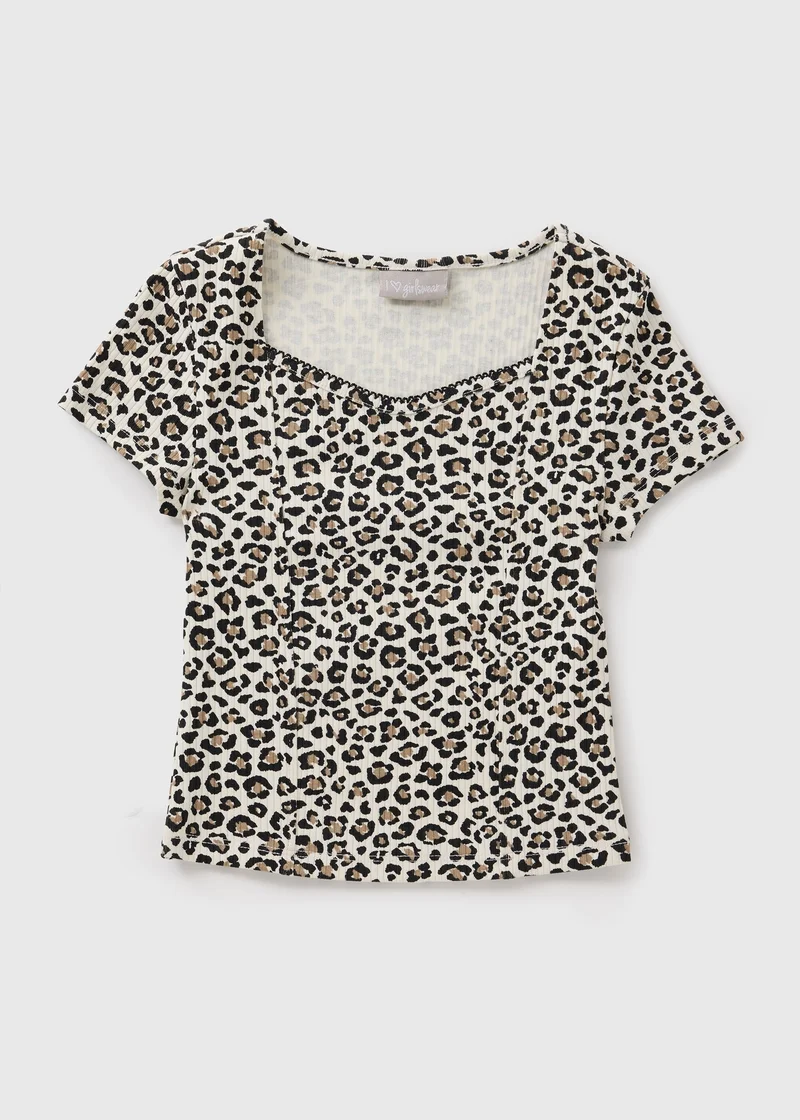 Matalan Girls Brown Leopard Top